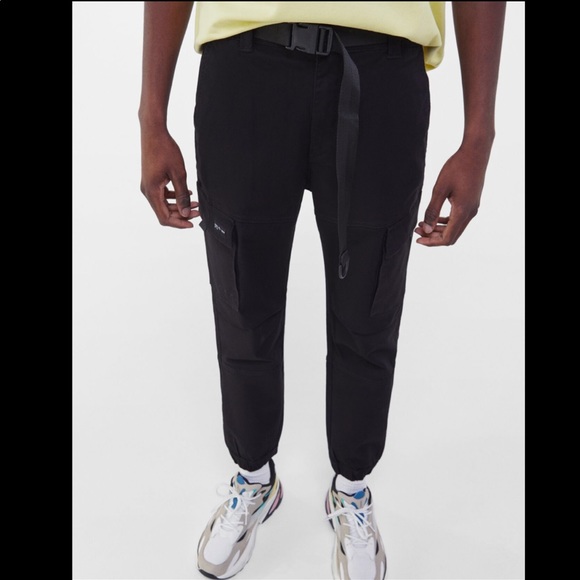 Zara Pants New Mens Black Cargo Pants With Belt Poshmark